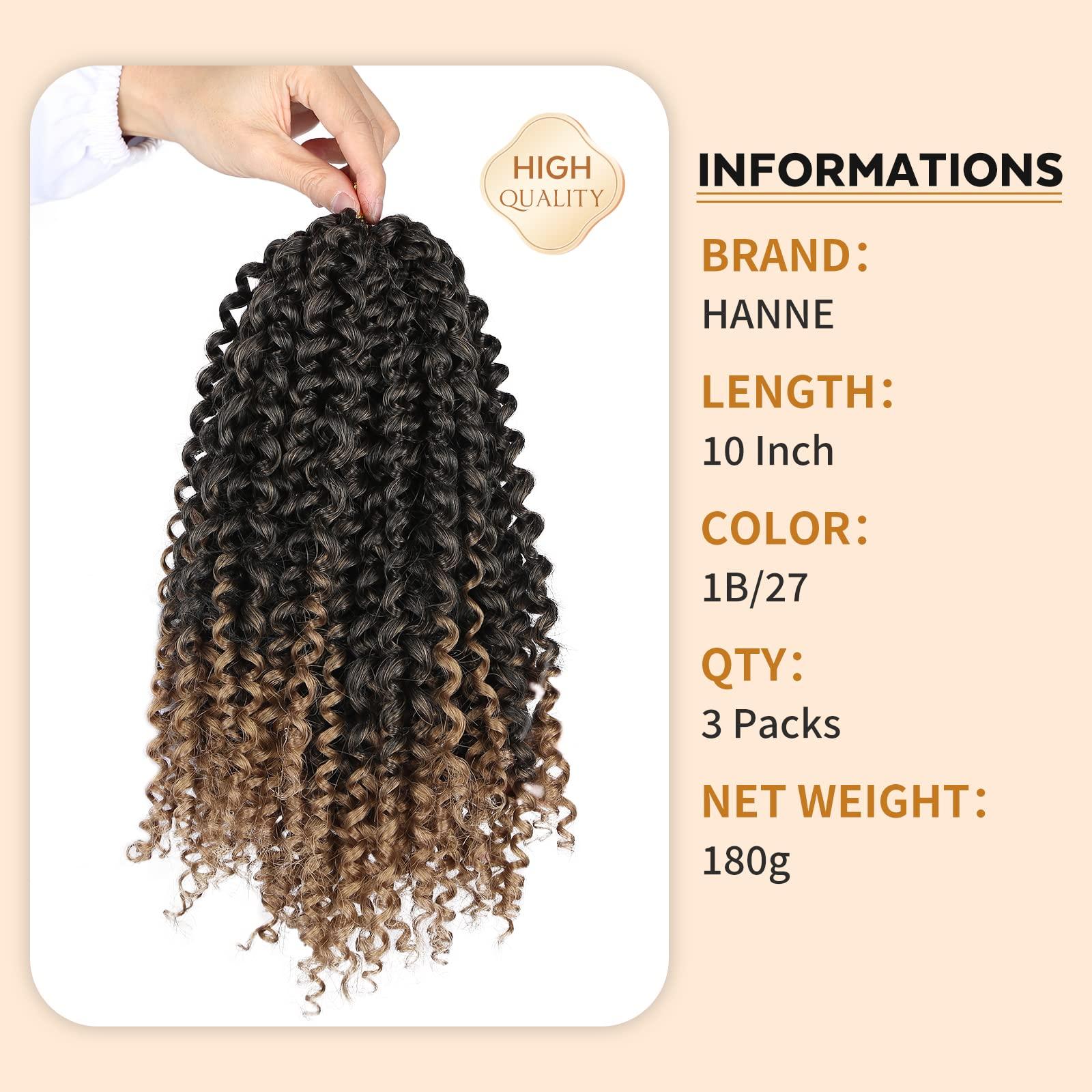 HANNE HANNE Kinky Curly Crochet Hair Afro Crochet Hair Curly Yanky Twist Crochet Hair for Black Women Jerry Curl Braiding Curly Hair Extensions 3X Crochet Curly Hair Braided Synthetic Hair Bundles (T1B/27)
