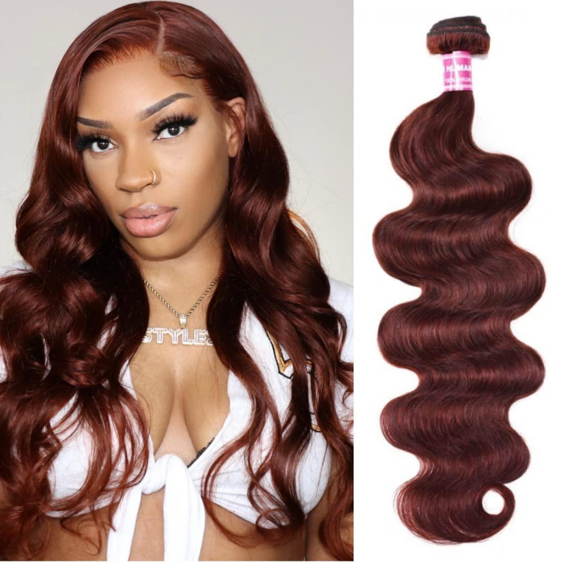 Beauty Forever Beauty Forever #33B Reddish Brown Brazilian Body Wave Human Hair Weave 1 Bundle 18 Inch,Auburn Brown Copper Red Remy Human Hair Wavy Weaves Hair Extentions