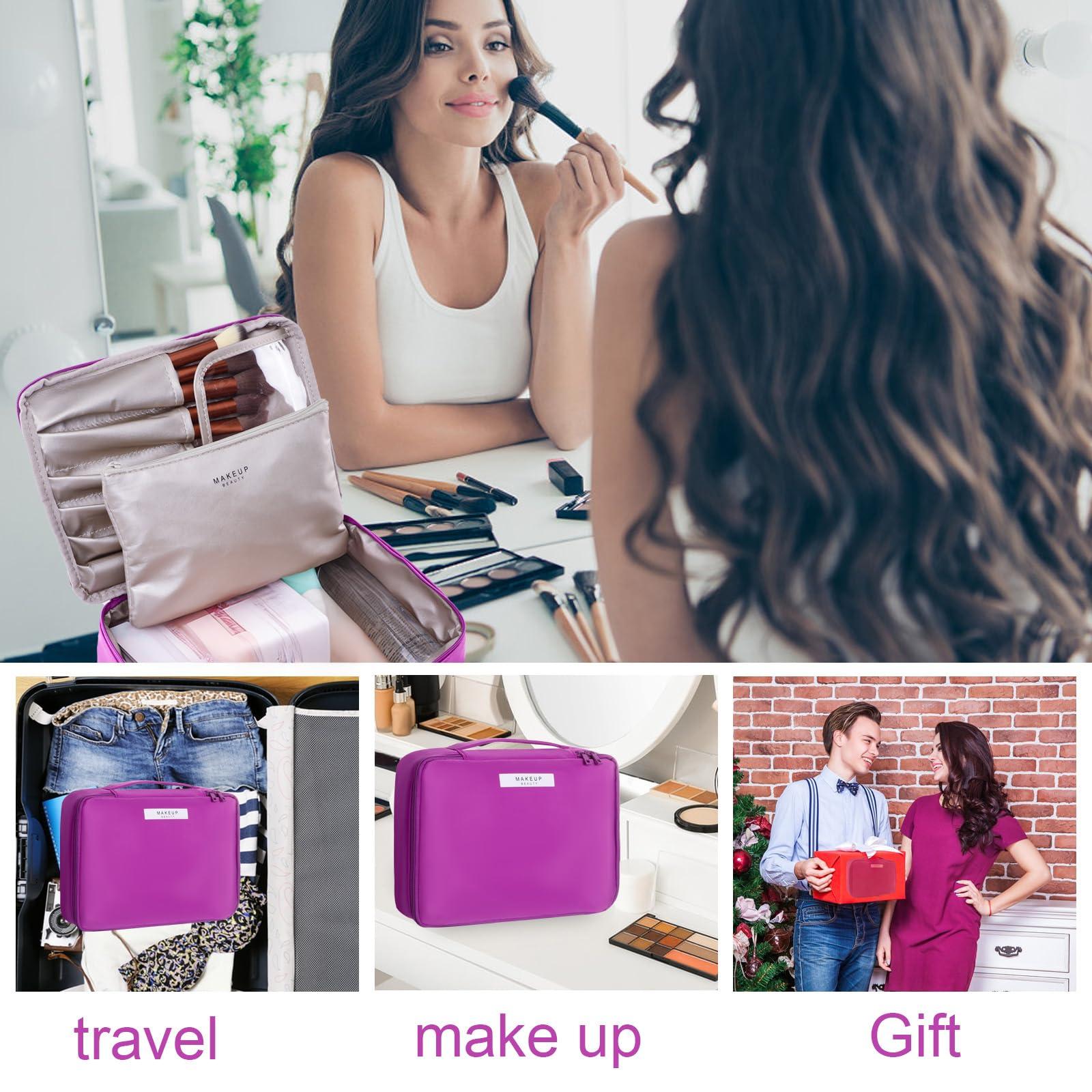 Queboom Travel Makeup Bag Cosmetic Bag Makeup Bag Toiletry bag for women and men (Deep purple)