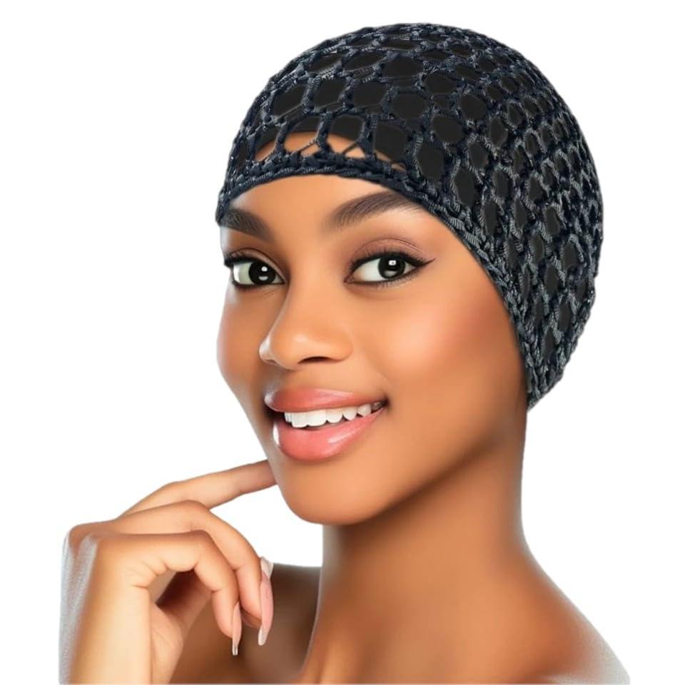 Tubi Tubi Mesh Crochet Hair Net Knit Snood Hat Thick Short Women Hairnet Wrap Doobie Dominican Snoods Cover Ornament for Sleeping Multi
