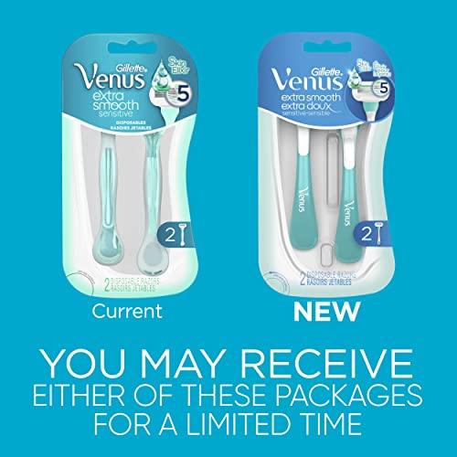 Gillette Venus Gillette Venus Extra Smooth Sensitive Disposable Razors for Women with Sensitive Skin, 2 Count