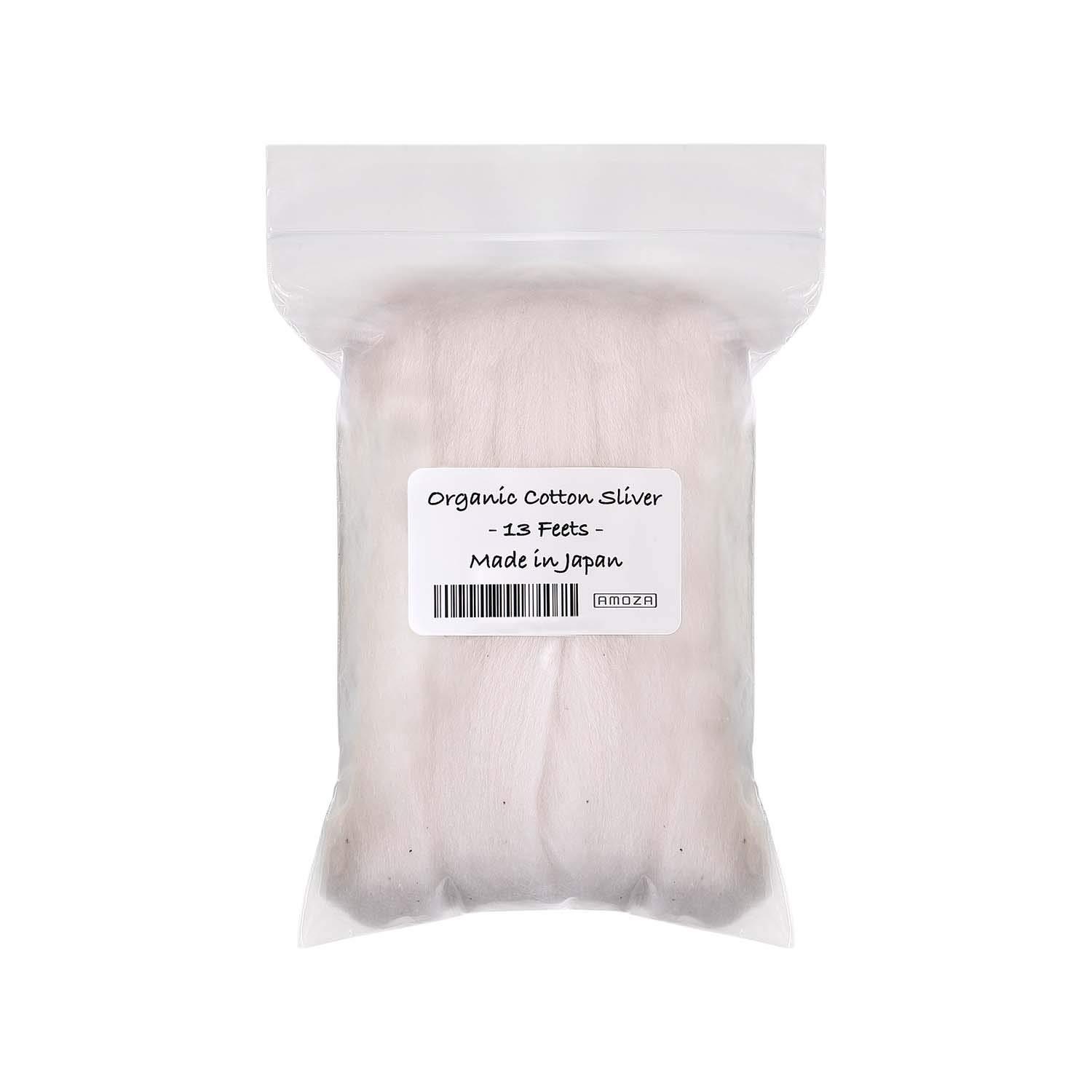 AMOZA Japanese Organic Cotton Sliver 13 Feets 100% Organic Unbleached [Made in Japan] (1 Pack)