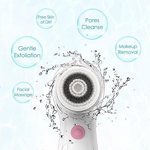 TOUCHBeauty TOUCHBeauty Facial Cleansing & Exfoliator Brush Set with Travel Case 3 Professional Cleansing Brush Heads for Oil/Sensitive/Combination Skin |Waterproof, Dual Speed