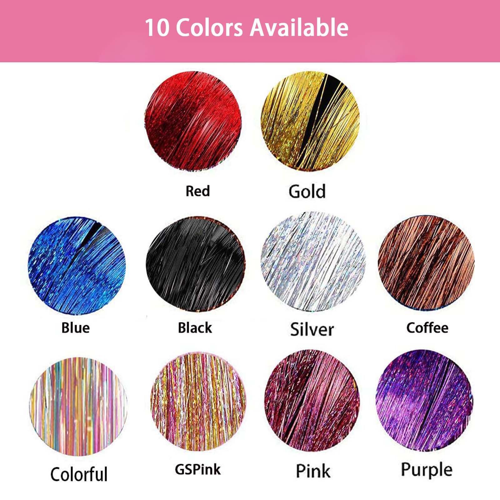 Luckyaisha Hair Tinsel Clip in Tinsel Hair Extensions Silver Fairy Glitter Hair Tinsel Kit for Women Heat Resistant 21.5In 6Pcs Festival Hair Accessories for Party, Christmas, New Year, Halloween, Cosplay