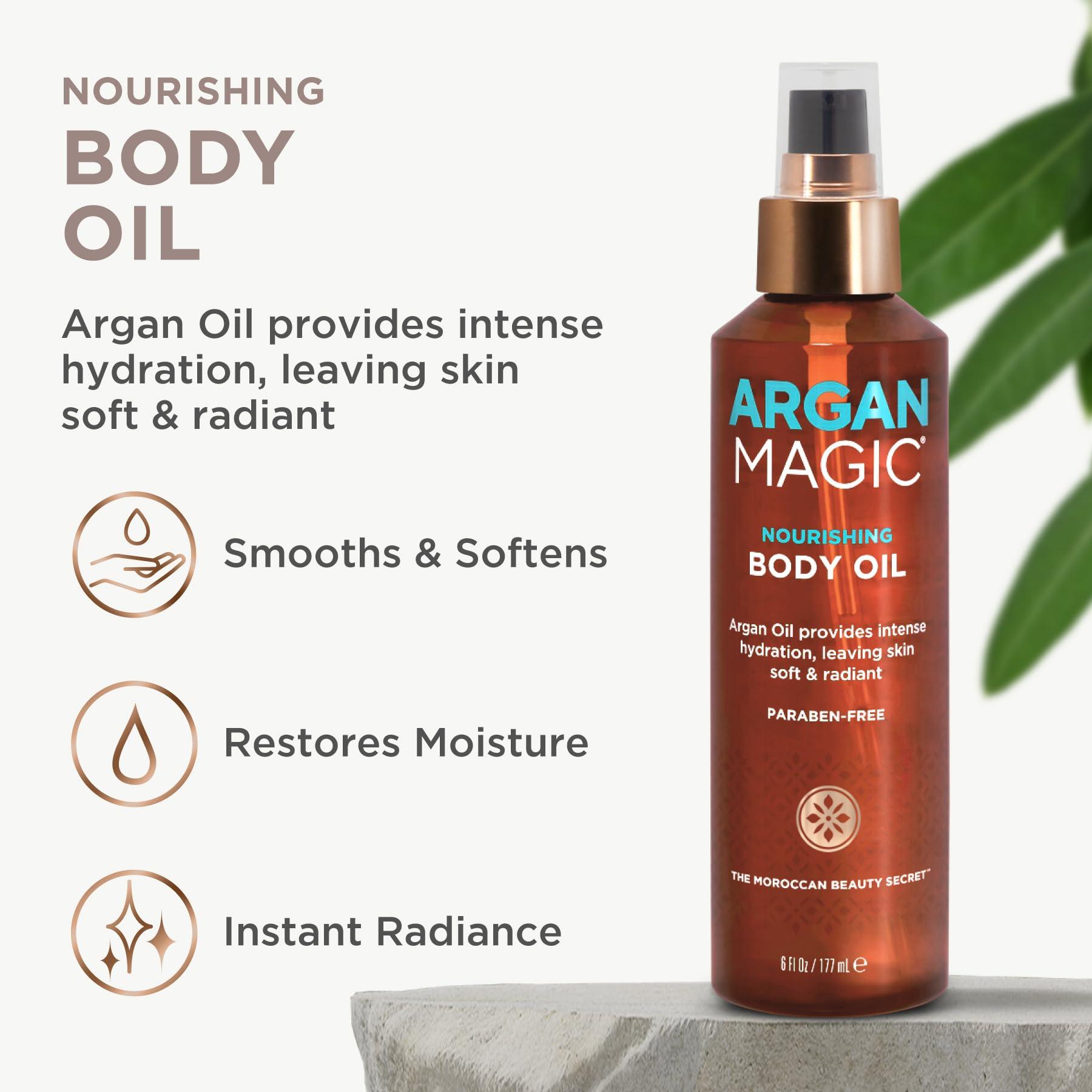 Argan Magic Argan Magic Nourishing Body Oil with Argan & Almond Oil | Intense Hydration, Softens & Radiates | Made in USA, Paraben Free, Cruelty Free (6 FL Oz)