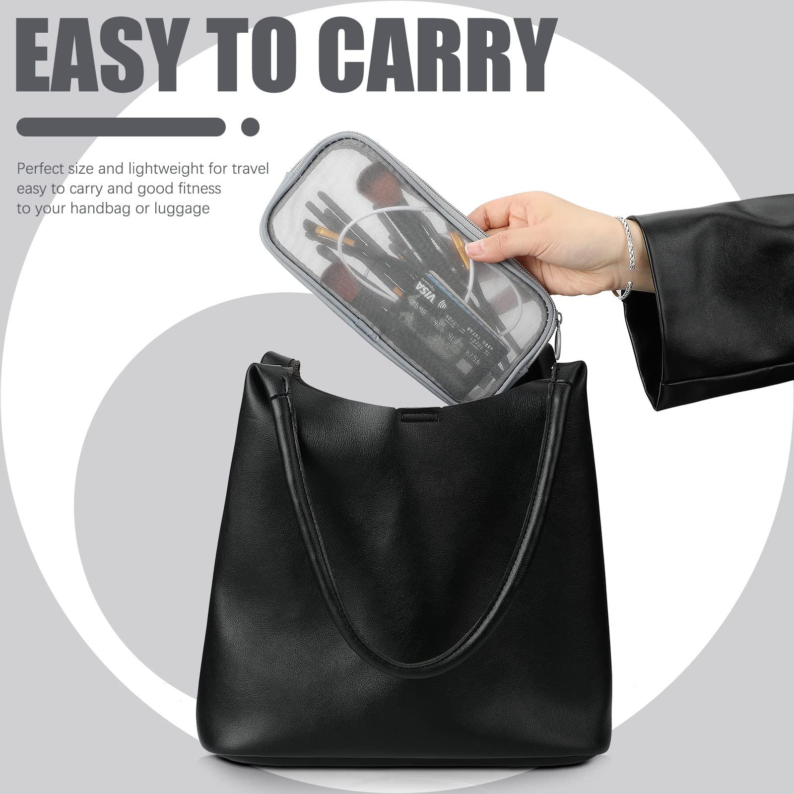 Weewooday Weewooday 4 Pcs Mesh Makeup Bag Mesh Cosmetic Bag Travel Toiletry Pouch with Zipper Mini Makeup Cosmetic Purse for Daily Accessory (Pink,Small)(Small, Large, Medium,Gray)