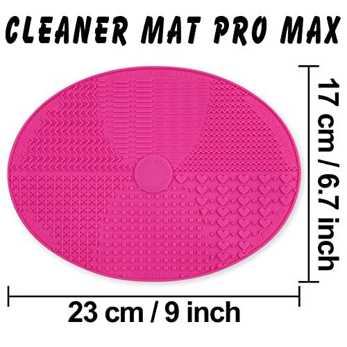 Ranphykx Makeup Brush Cleaner Mat Silicone Brush Cleaning Mat Big Size Make Up Brush Clean Pad with Suction Cup for Makeup Brush Cleaning (Hot Pink)