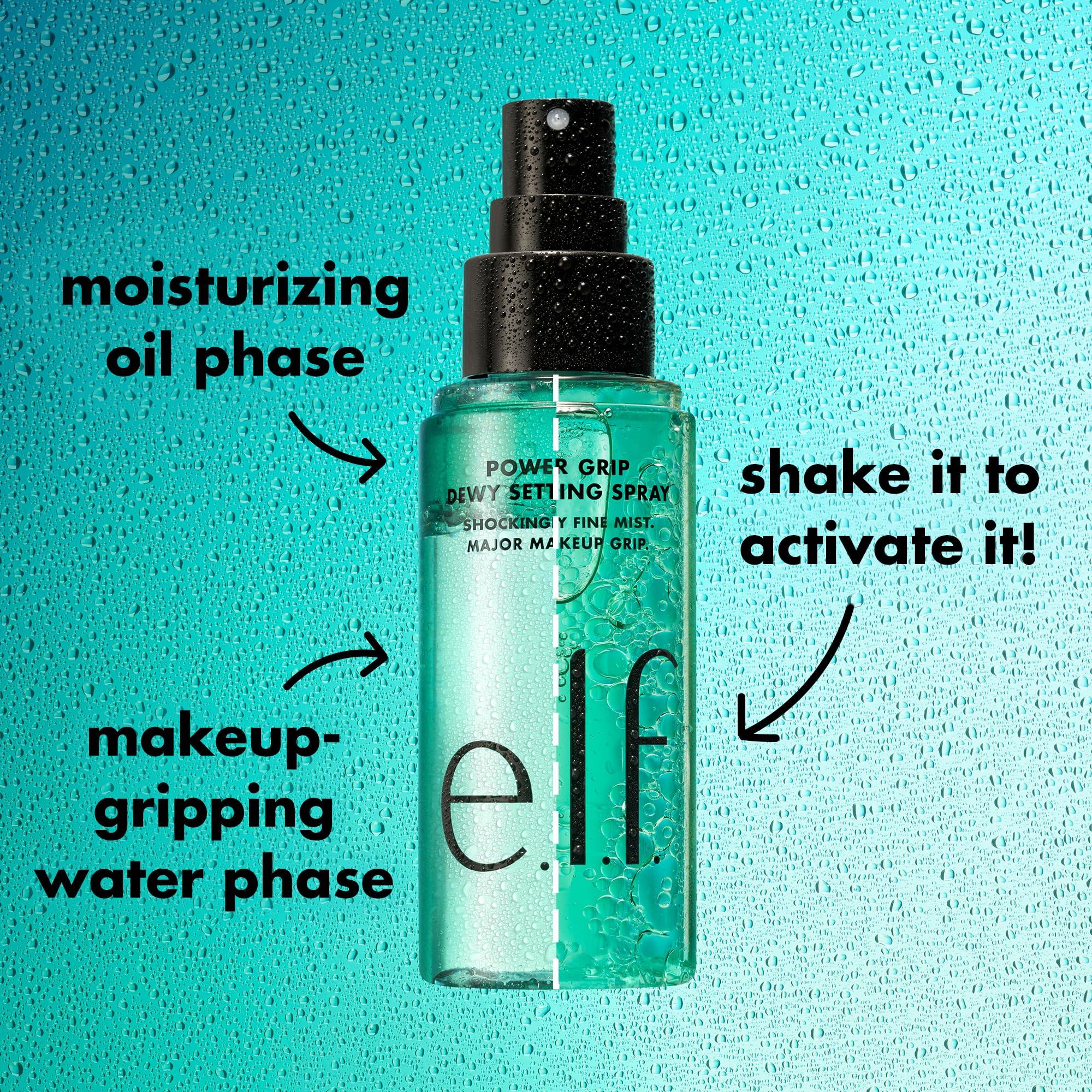 e.l.f. e.l.f. Power Grip Dewy Setting Spray, Ultra Fine Mist Made With Hyaluronic Acid, Grips Makeup For A Hydrated, Dewy Finish, Vegan & Cruelty-Free