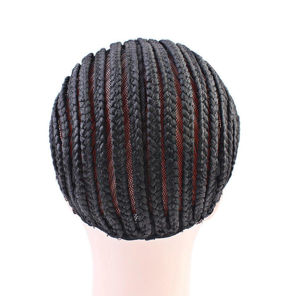 Ipetboom Ipetboom 2pcs Black Braided Wig Cap For Crochet Breathable Cornrow Wig Making Caps Cornrow Wig Cap Braid Headgear for Easier Sew