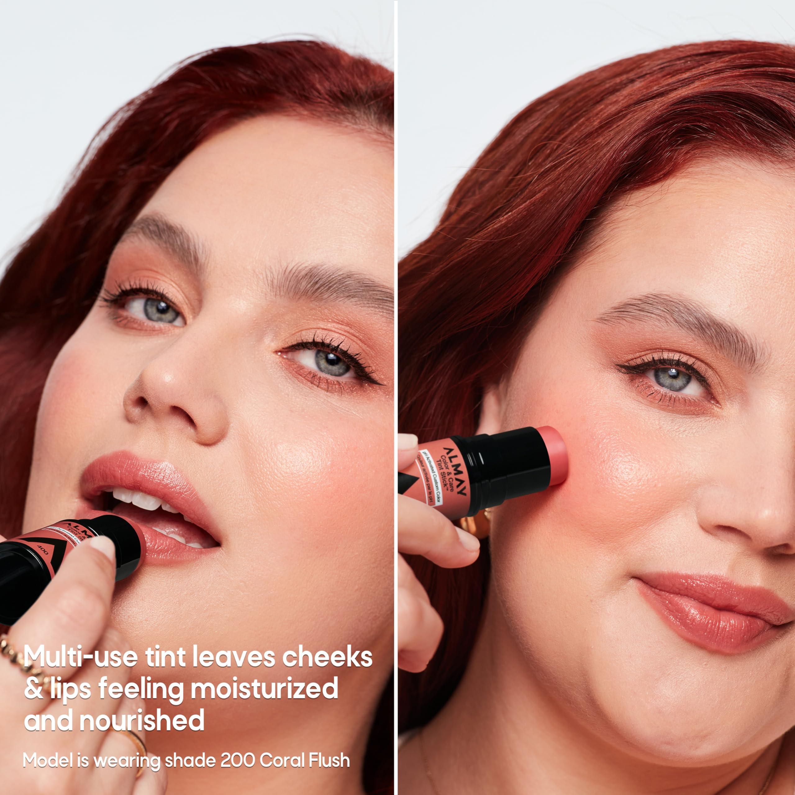 Almay Almay Lip and Cheek Tint, Color & Care Tint Stick, Multi-Use Moisturizing Blush and Lip Color, Dewy Finish, 400 Nude Flush, 0.25 oz