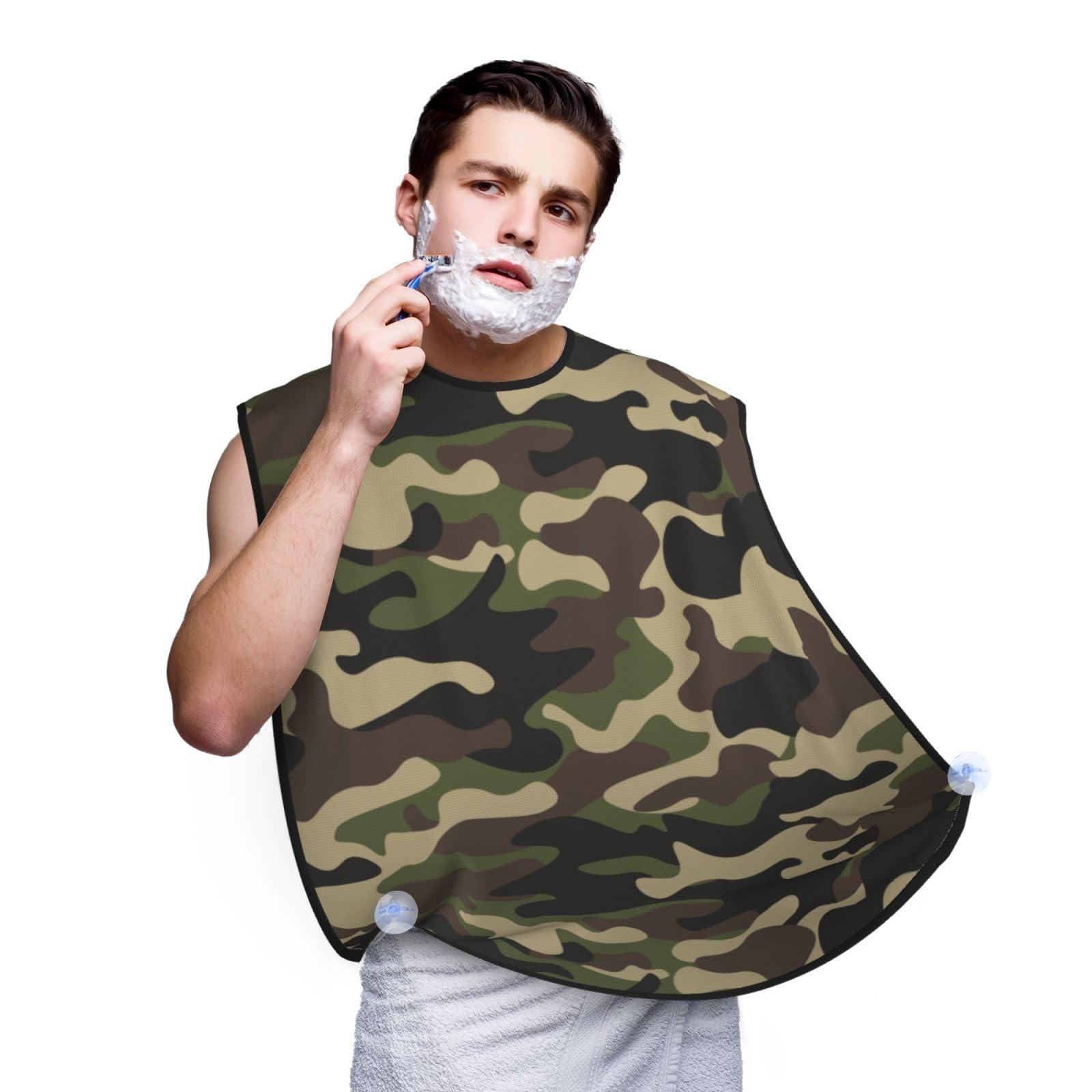 Athjunss Camo Beard Bib Apron, Beard Hair Catcher For Men Shaving, Waterproof With Suction Cups
