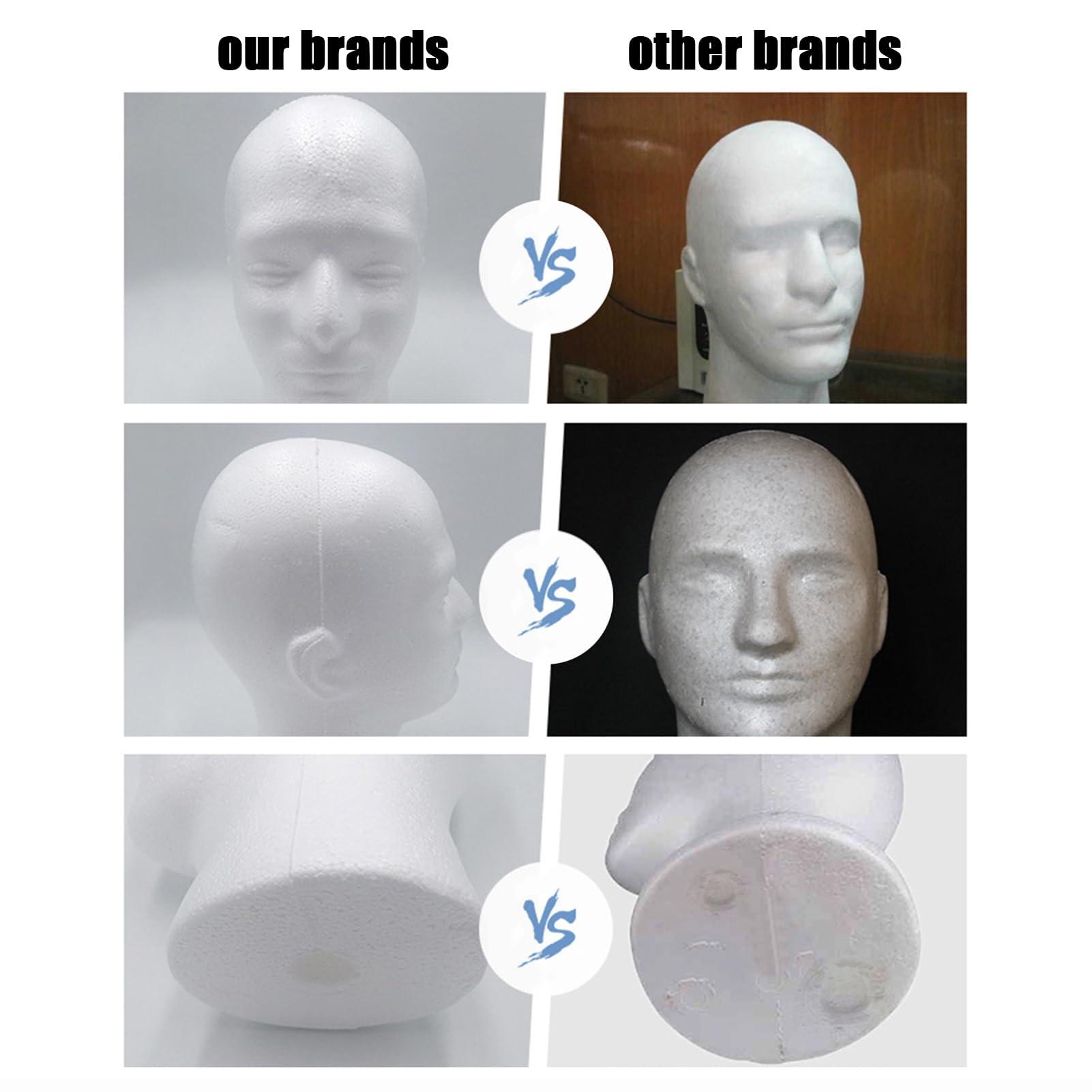 leasote leasote Male Styrofoam-Foam Mannequin Wig Head, Hairpieces Display Holder Hats Sunglasses Headphone Headwear Stand Cosmetics Model for Home Salon and Travel White One Size