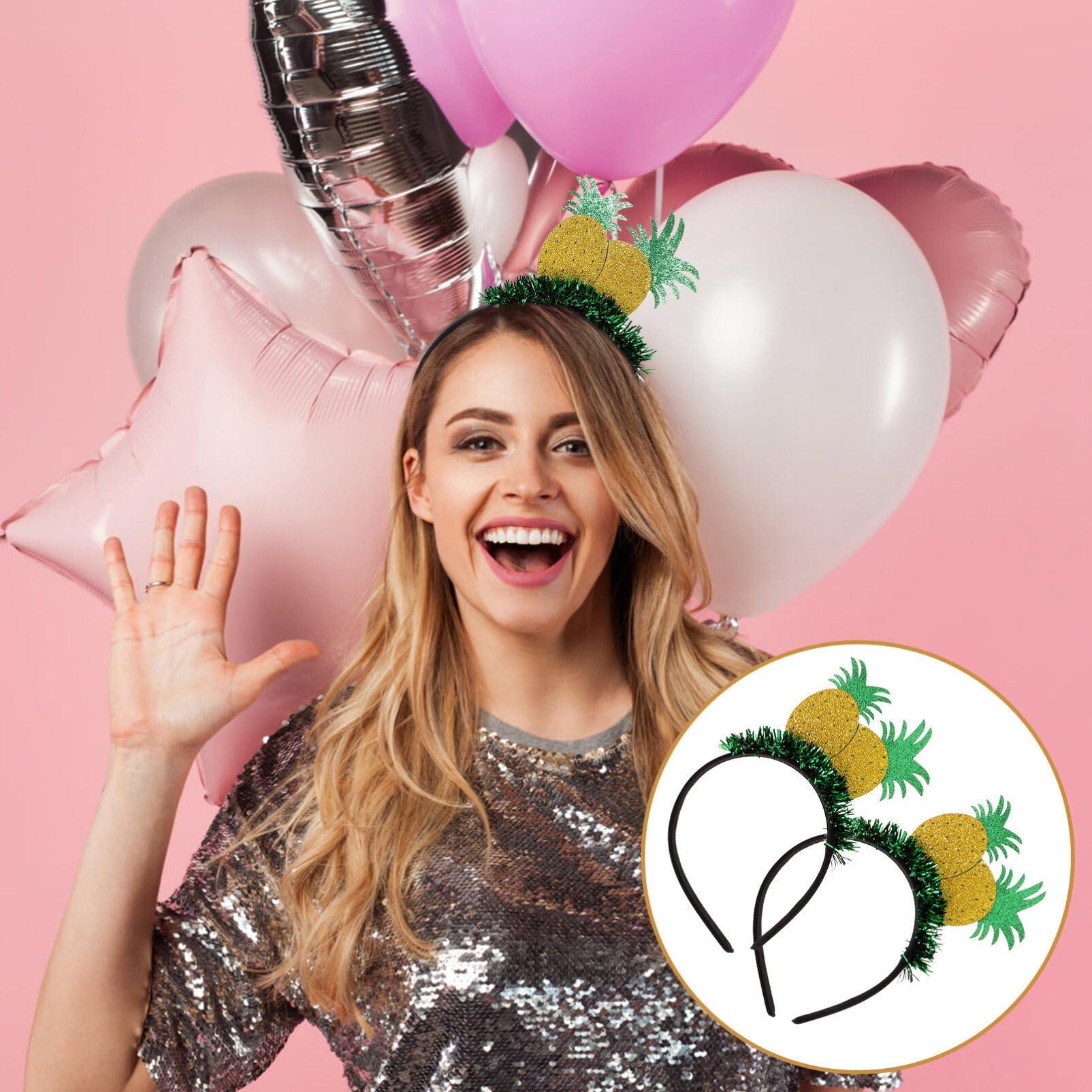 Ipetboom Ipetboom Pineapple Headband, 2pcs Hawaiian Tinsel Pineapple Head Boppers, Glitter Fruit Beach Pool Summer Party Hair Hoop Headwear Tropical Hair Accessories Decorations
