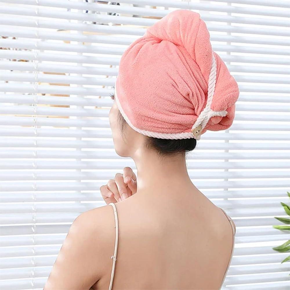 VNDUIFH VNDUIFH 2PCS Double Layer Coral Velvet Quick Drying Hair Cap, Thickened Water-Absorbent Drying Hair Towel Shower Cap (A,one Size)