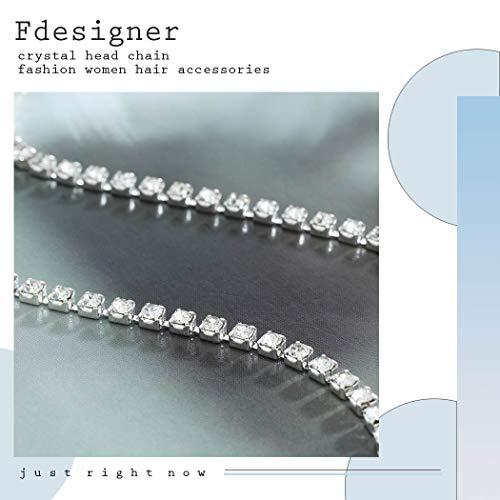 Fdesigner Fdesigner Boho Crystal Head Chain Wedding Hair Accessories Headpiece Fashion Festival Hair Jewelry Headdress for Women (Silver ?)