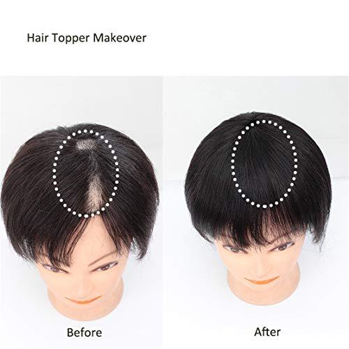 Yanamy Yanamy Short Human Hair Volume Topper Hair Pieces for Thinning Hair and Bald Patches, 8 inches, Dark Brown