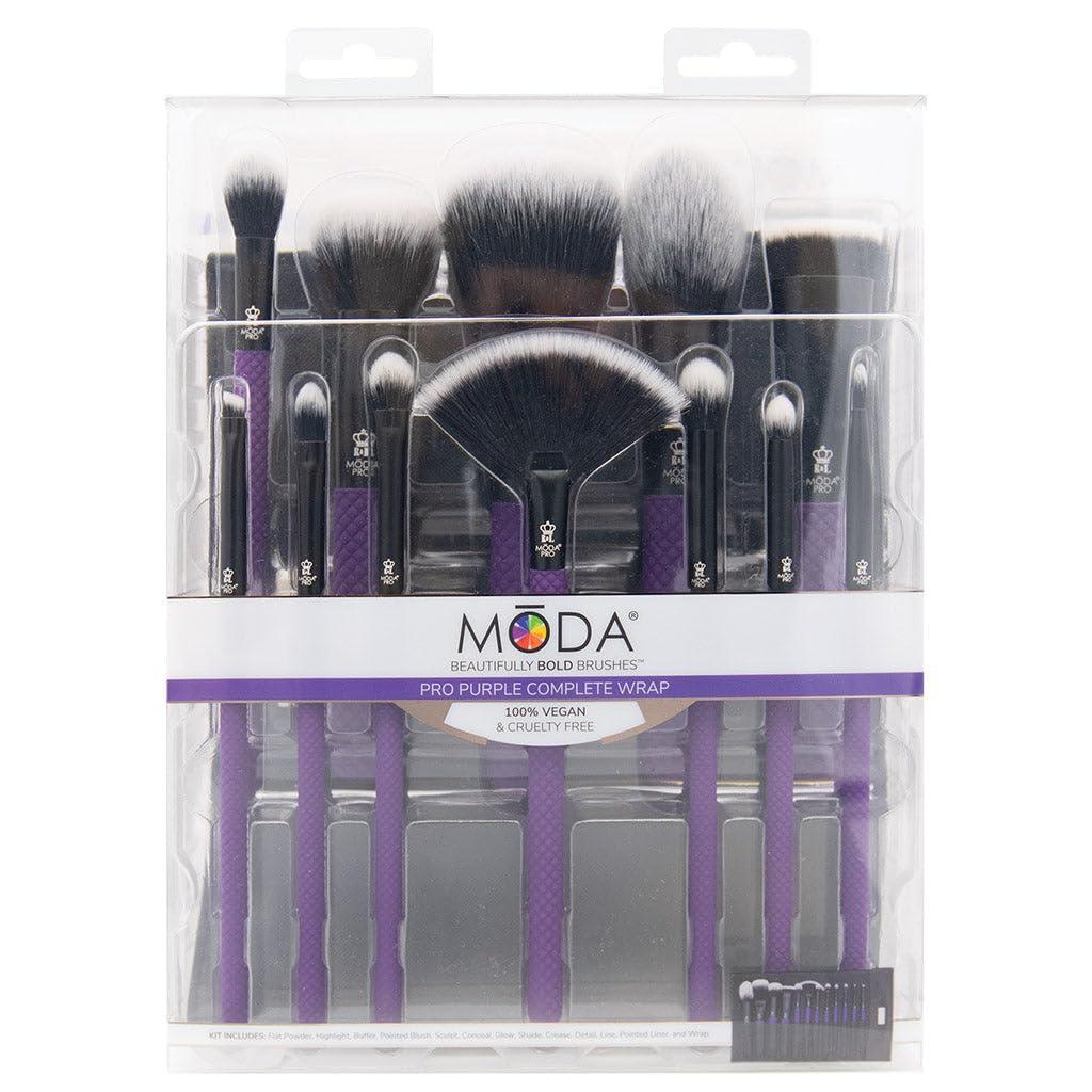 MODA MODA Pro Full Face 13PC Makeup Brush Set with Travel Pouch (Purple)