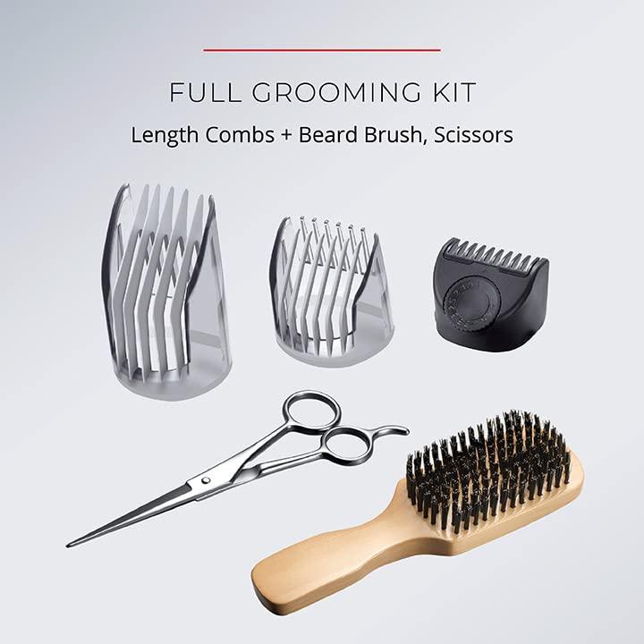 Remington Remington The Beardsman Beard Trimmer for Men, Ultimate Precision Full Beard Grooming Kit and Hair Clippers, with 3 Adjustable Combs, Scissors, and Brush, Black