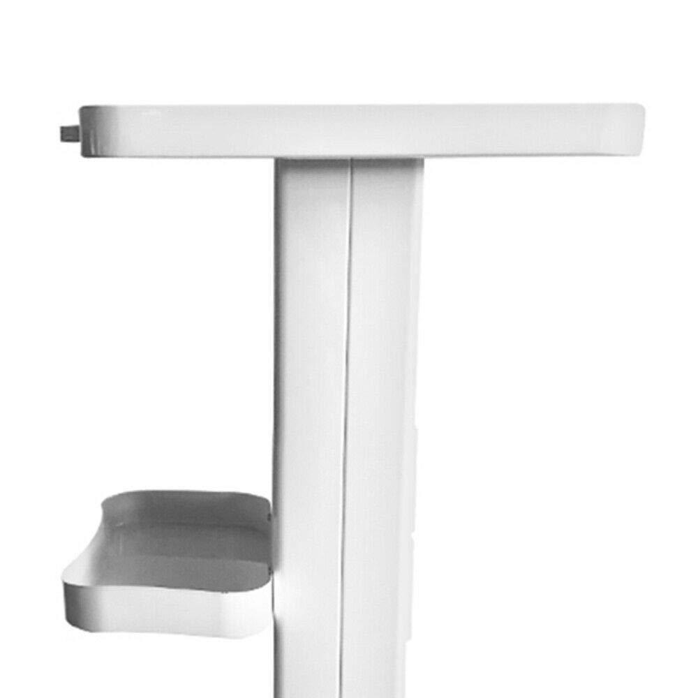 VPABES White Beauty Equipment Cart, 4 Wheels Mobile Beauty Salon Trolley Cart Pedestal Rolling Cart, Multi-Purpose Aluminum Alloy Spa Barbershop Rolling Trolley Cart with Wheels and Tray (White with Socket)
