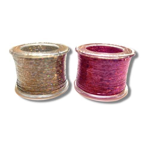 Mia Beauty Mia Bling String, Hair Tinsel, Sparkly Hair Extensions on Spools, 500 Feet, 10 clips, for Women, Hair Stylists and Girls - Hologram Pink and Silver