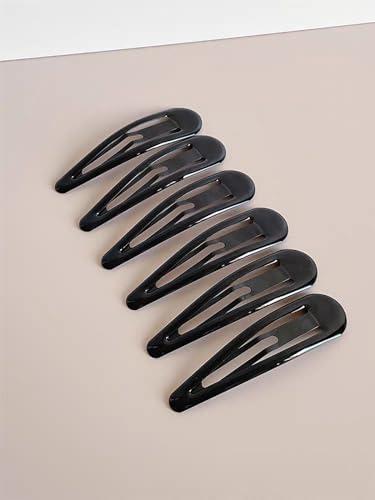 Splendorflying 30,60 80 Pack Black 2 Inch Women Metal Snap Hair Clips Accessories No Slip Hair Barrettes Girls Women Hair Accessories (Black-1 60PCS)