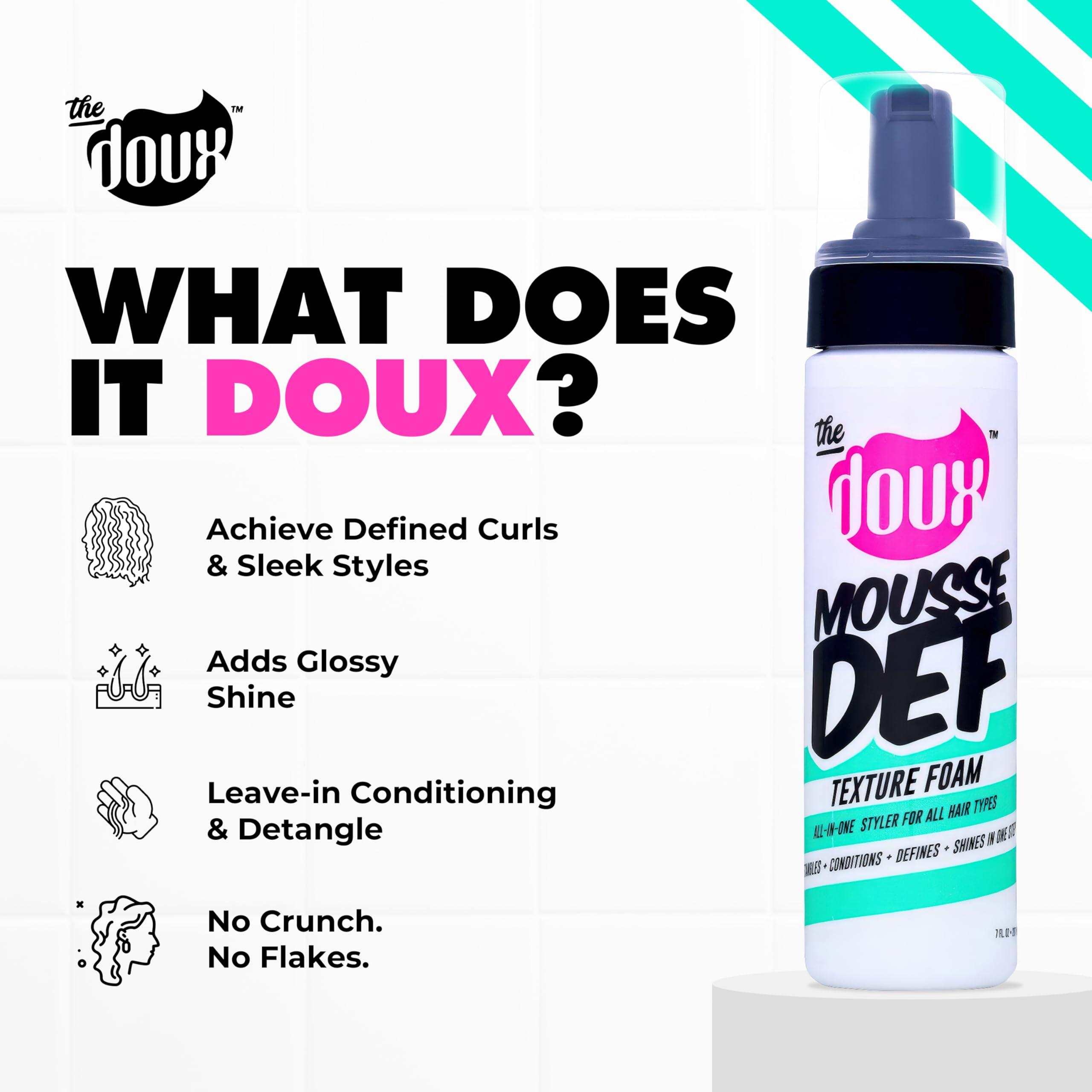 The Doux The Doux Mousse Def Texture Foam, Multi-Use Mousse Hair Foam to Style, Condition, Define, Volumize, and Add Shine - 7oz