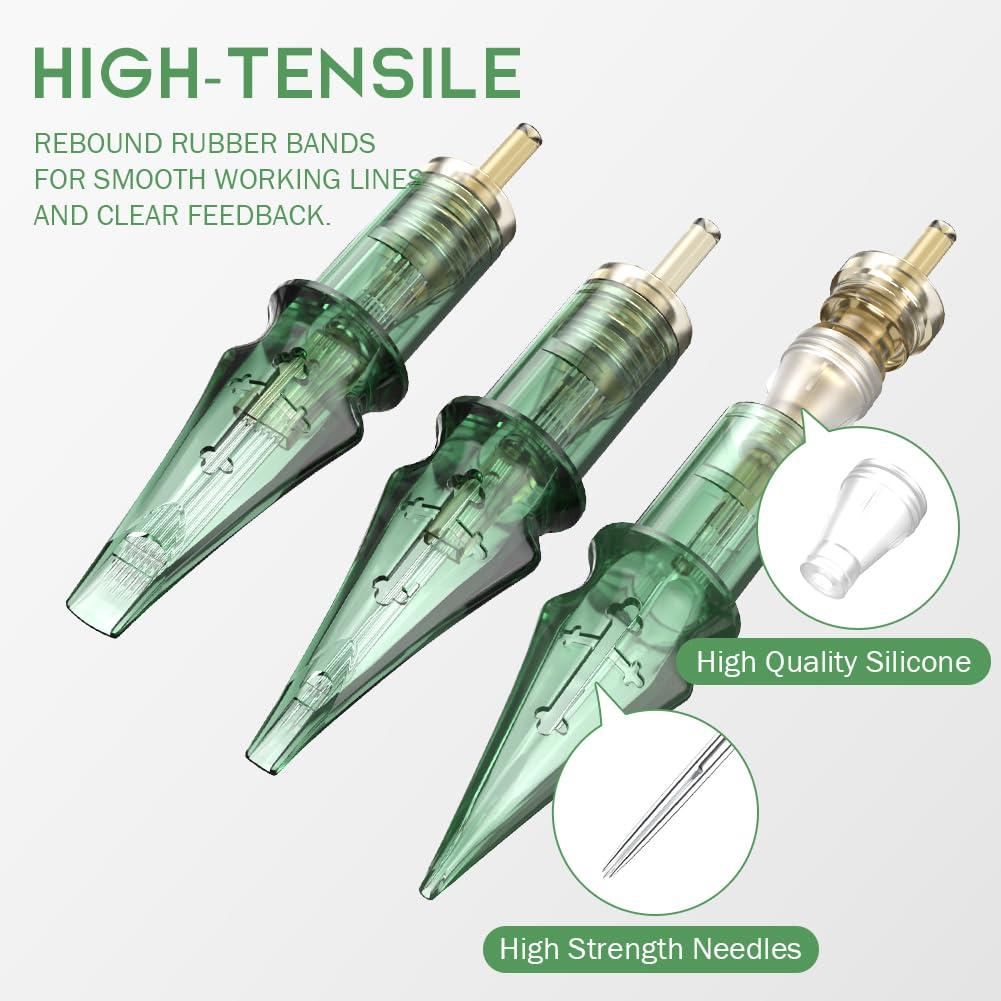 Solong Tattoo Tattoo Cartridge Needles,Solong Pro 50Pcs Disposable Tattoo Needles Liners 10#(14RL) Round Liner X-Taper Tattoo Needle Cartridge EN01S-50-1014RL-X