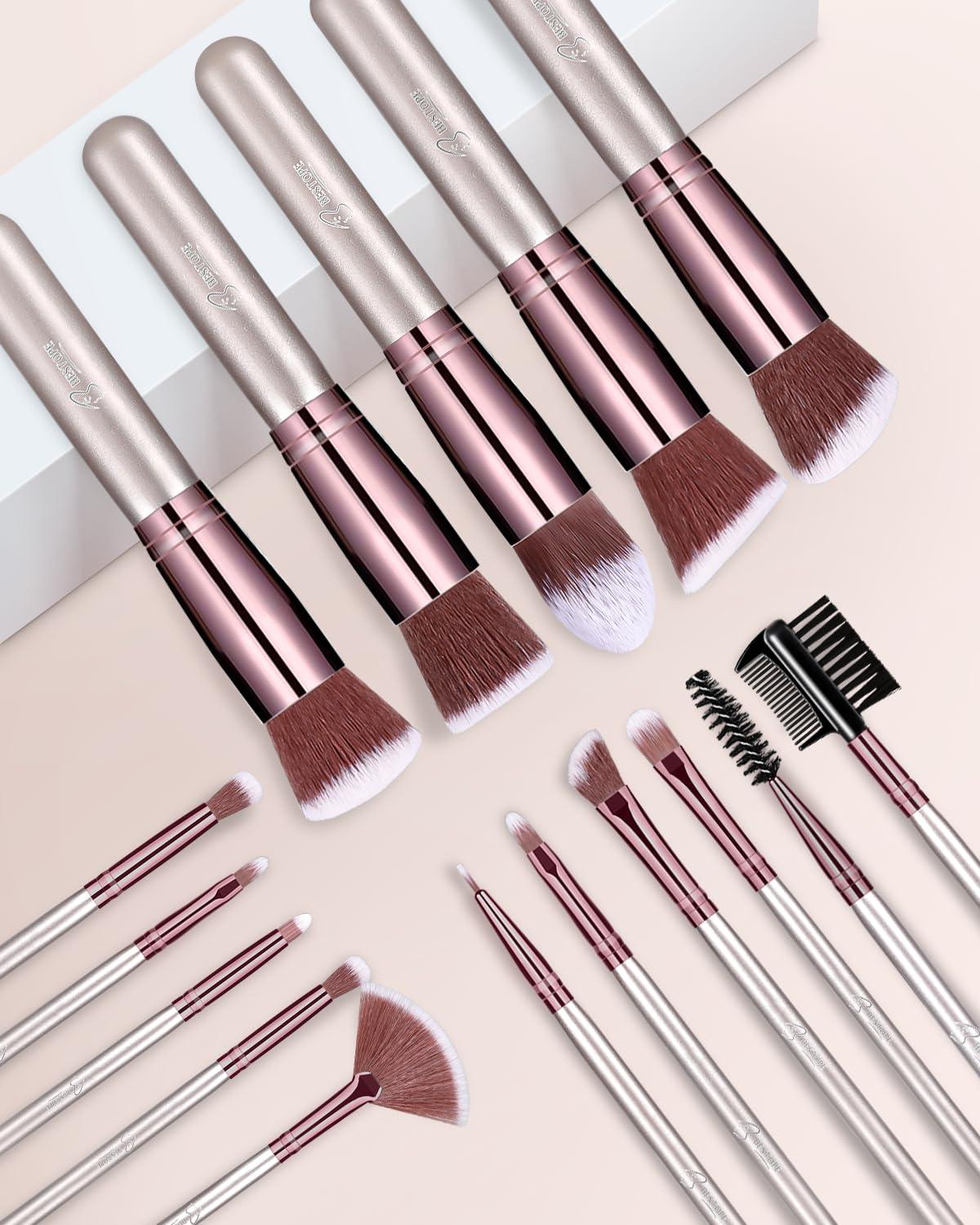 BESTOPE PRO Makeup Brushes Makeup Brush Set, BESTOPE PRO Makeup Brushes Kit, 16Pcs Professional Makeup Brush Set for Eye and Face, Foundation Powder Concealers Blush Eyeshadow Brush Make UP Brushes Kit Champagne