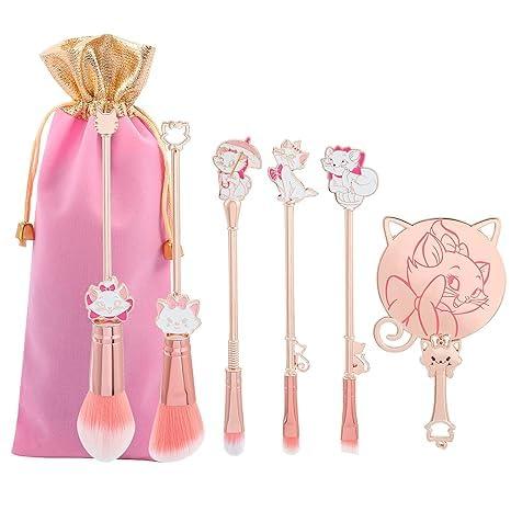 Generic Generic Cute Cartoon Anime Makeup Brush Set, 5 Pieces, Pink Drawstring Bag, Professional Cosmetic Tools for Women