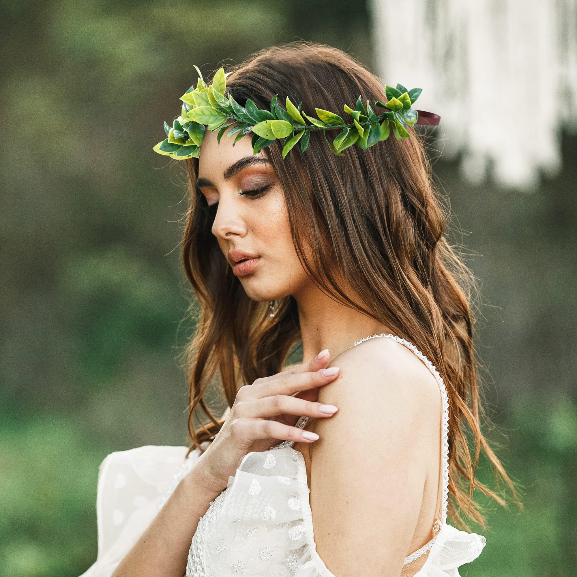 MOSTORY MOSTORY Green Laurel Leaf Crown - Greek Elf Headpiece Woodland Fairy Circlet Forest Elven Headband for Prince Party Renaissance Halloween Cosplay