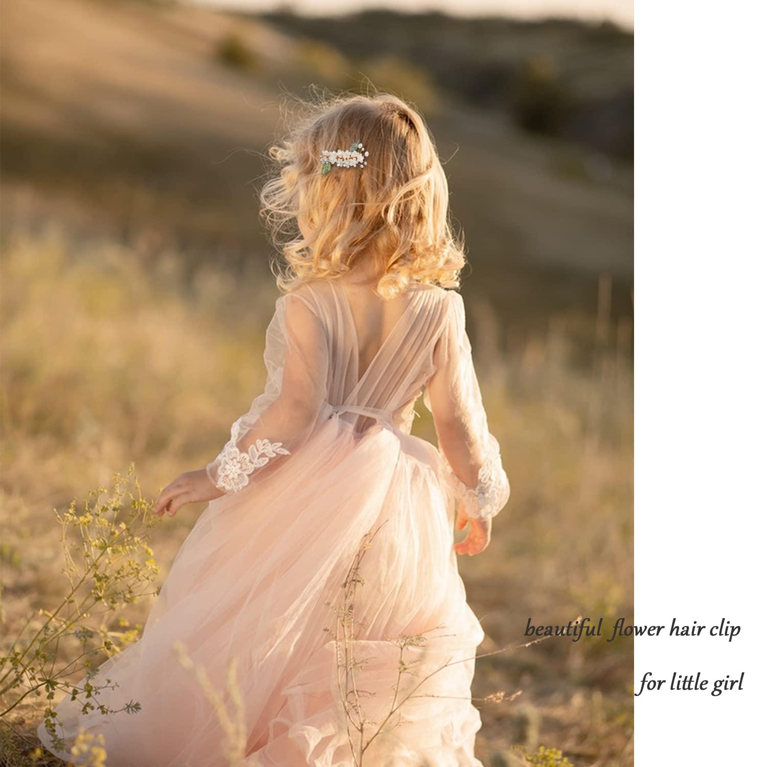 WANLIAN White Flower Hair Barrettes for Women Small Decorative Hair Clips with an Appearance of Blooming Flowers Elegant Hair Clips with Pearls for Prom and Wedding