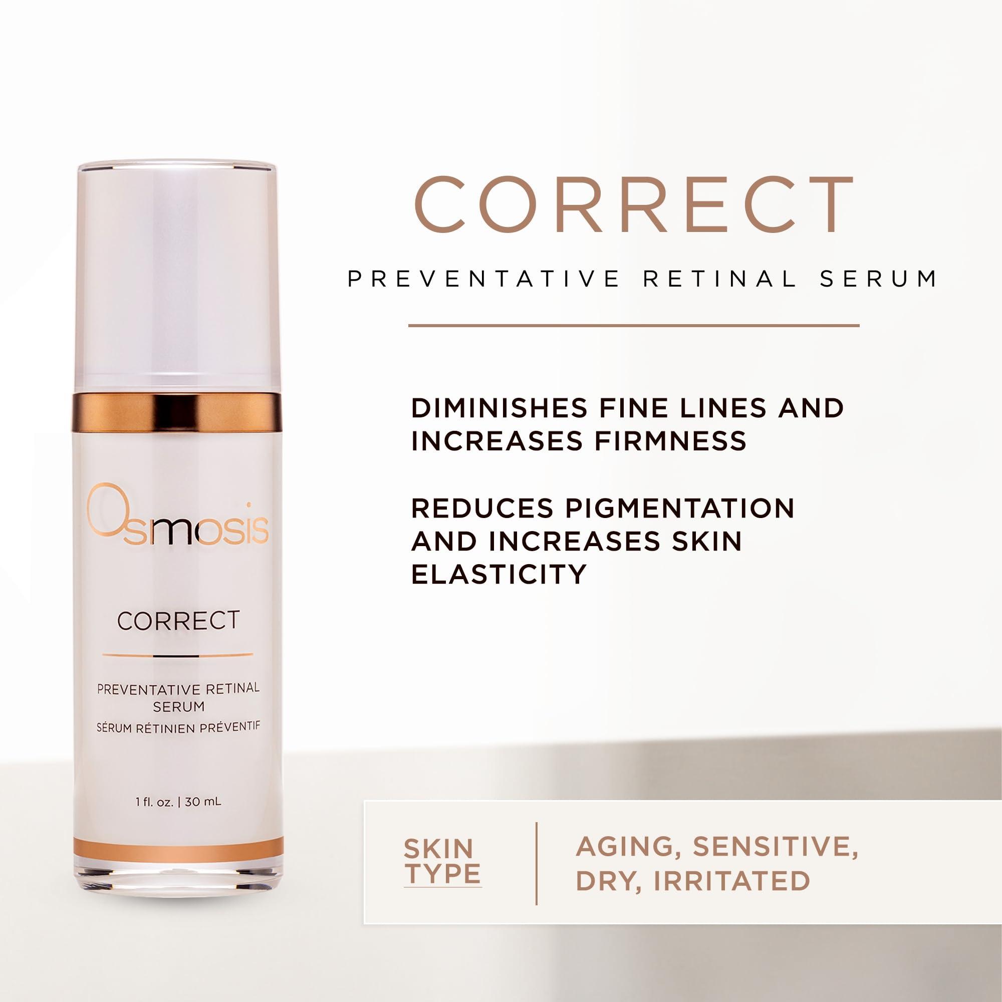 OSMOSIS OSMOSIS Facial Moisturizer and Serum Kit, HYDRATE (1.69oz) Plumping Facial Moisturizer with Shea Butter, CORRECT (1oz) Preventative Retinal Facial Serum Collagen Booster