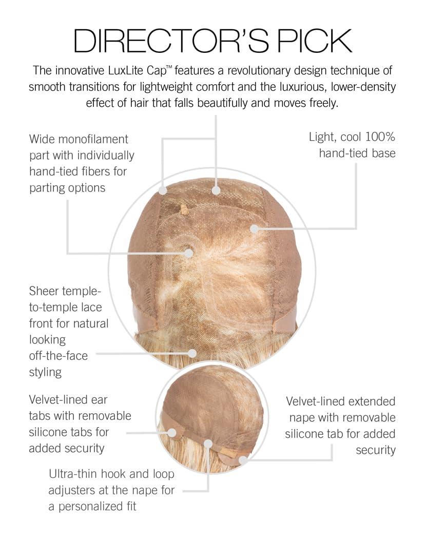 Hair u wear Raquel Welch Director\'s Pick Should Length Layered Wig With Hand Tied Base by Hairuwear, Petite Average Cap, RL8/12SS Shaded Iced Mocha