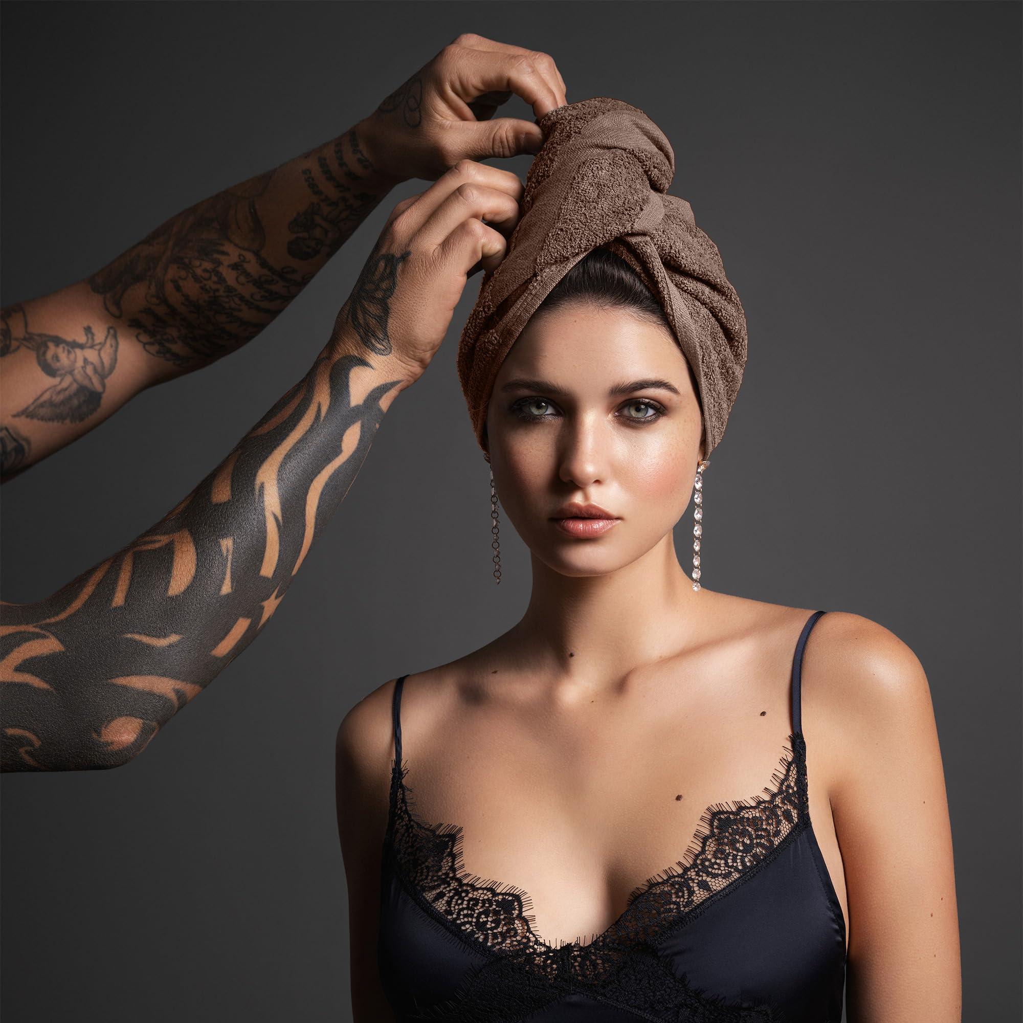 Diane Fromm ColorSafe 100% Cotton Bleach Proof Salon Hair Towels, for Hairstylists, Barbers, Spa, Gym, Absorbent and Stain-Resistant Brown Towels for Drying Long, Curly, or Wavy Hair, 16\" x 29\", 6 Pack