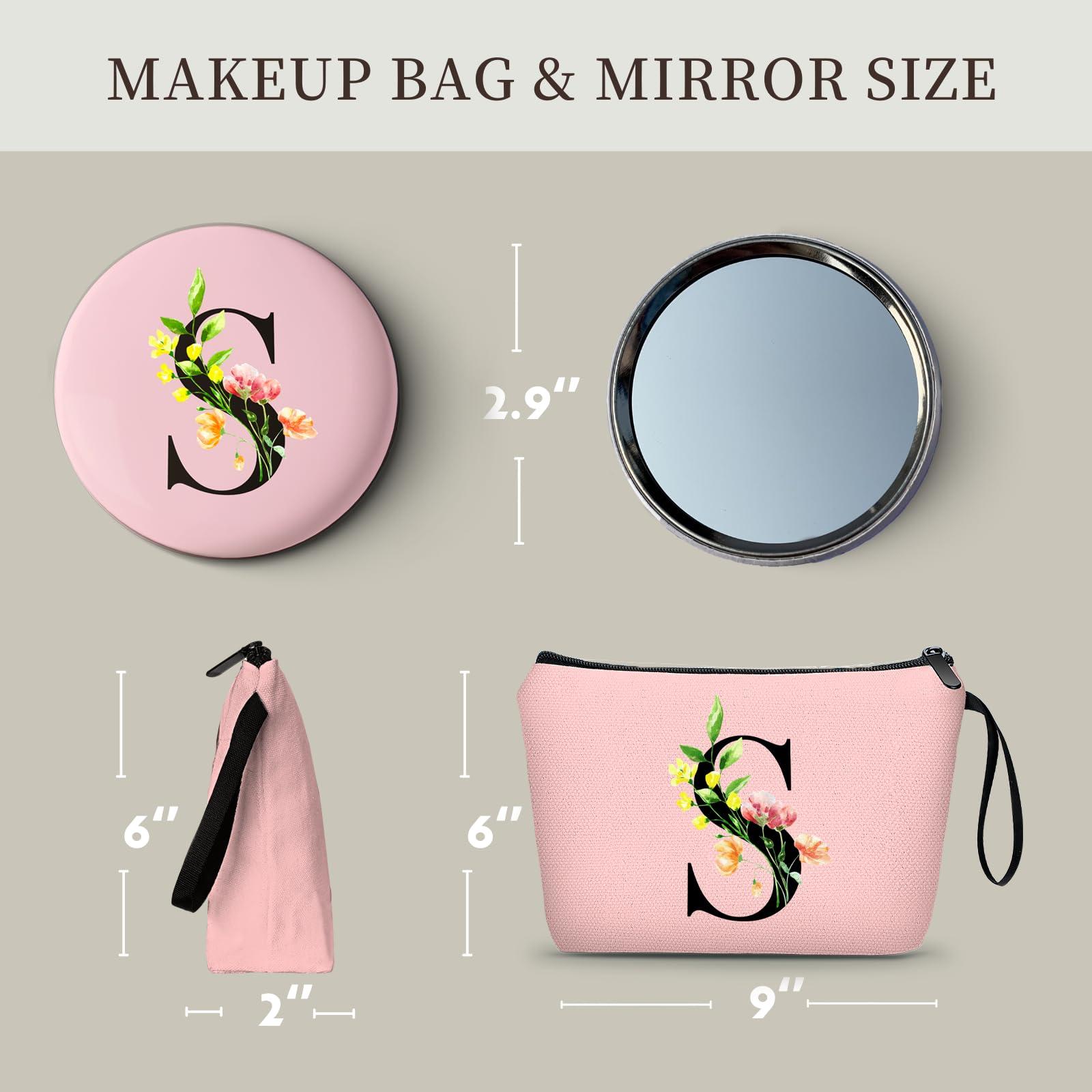 SEAMOON SEAMOON Gifts for Women Birthday Unique, Makeup Bag, Gifts for Mom Birthday, Bride to be Gifts,Bridal Shower Gift, Initial Gifts for Women,Cosmetic Bag with Mirror,Mother\'s Day Gifts,S
