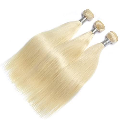 EREE HAIR EREE HAIR 613# Blonde Brazilin Straight Virgin Hair 3 Bundles with 4x4 Lace Closure Middle Part T Part Lace Closure Remy Human Hair Wefts Weave(22 24 26 with 20)