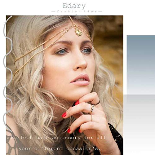 Edary Edary Boho Crystal Head Chain Gold Rhinestone Headband Hair Jewelry Accessory for Women or Girls.