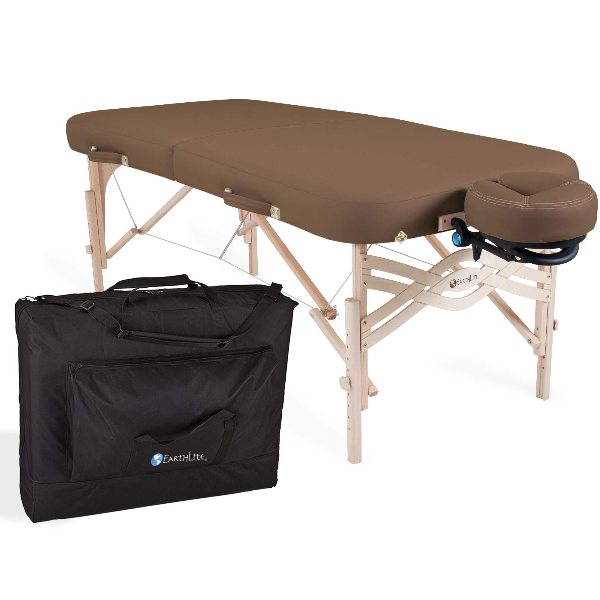 Earthlite EARTHLITE Premium Portable Massage Table Package SPIRIT - Spa-Level Comfort, Deluxe Cushioning incl. Flex-Rest Face Cradle & Strata Face Pillow, Carry Case (30/32 x 73) - Made in USA, Latte