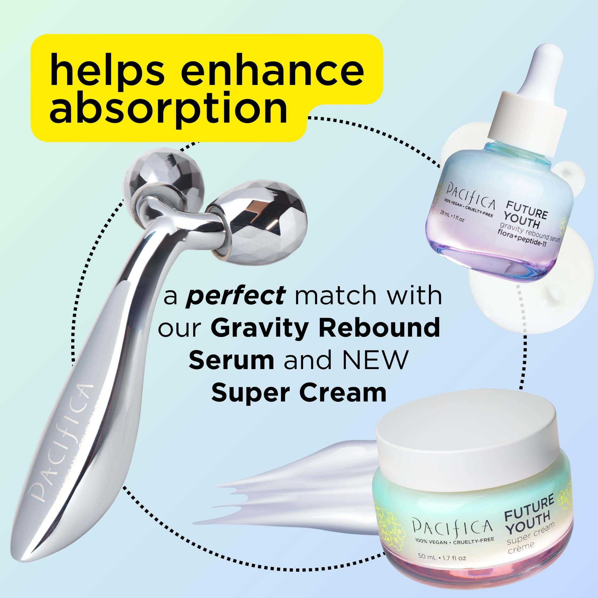 Pacifica Pacifica Face Roller Massager - Future Youth Stainless Steel Gua Sha Facial Beauty Tool Skin Care - for Face Neck Eye Body Skin Care - Face Sculpting Tool Lymphatic Drainage Gifts for Her Women & Girl