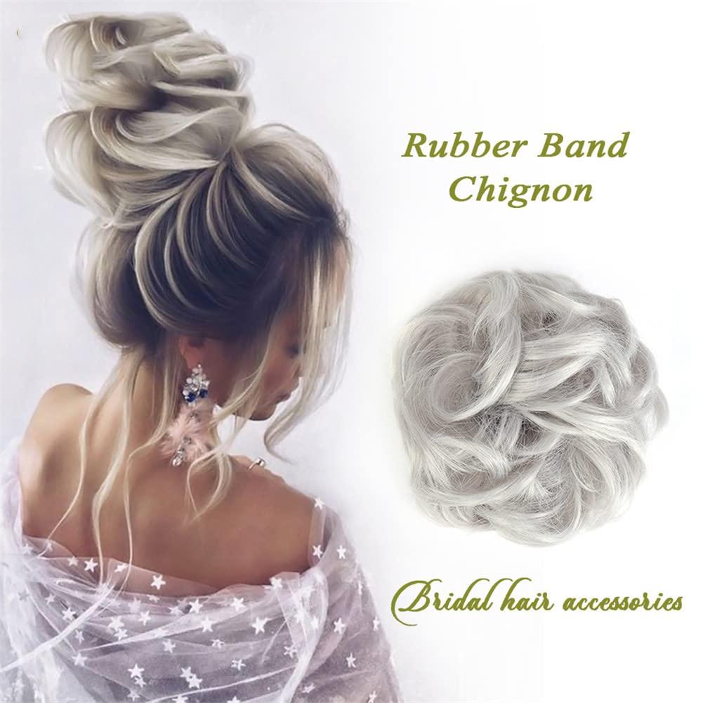 Vsadsau Vsadsau Synthetic Curly Messy Chignon Donut Hair Bun Elastic Hair Rope Rubber Band Wrap On Ponytailtail Hairpieces