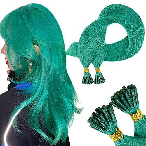 RUNATURE Great Deals:RUNATURE Real Itip Human Hair Extensions Keratin Pre Bonded Teal Hair Extension I Tip and I Tip Human Hair Extensions Pink Pre Bonded Human Hair Extension Silky Straight
