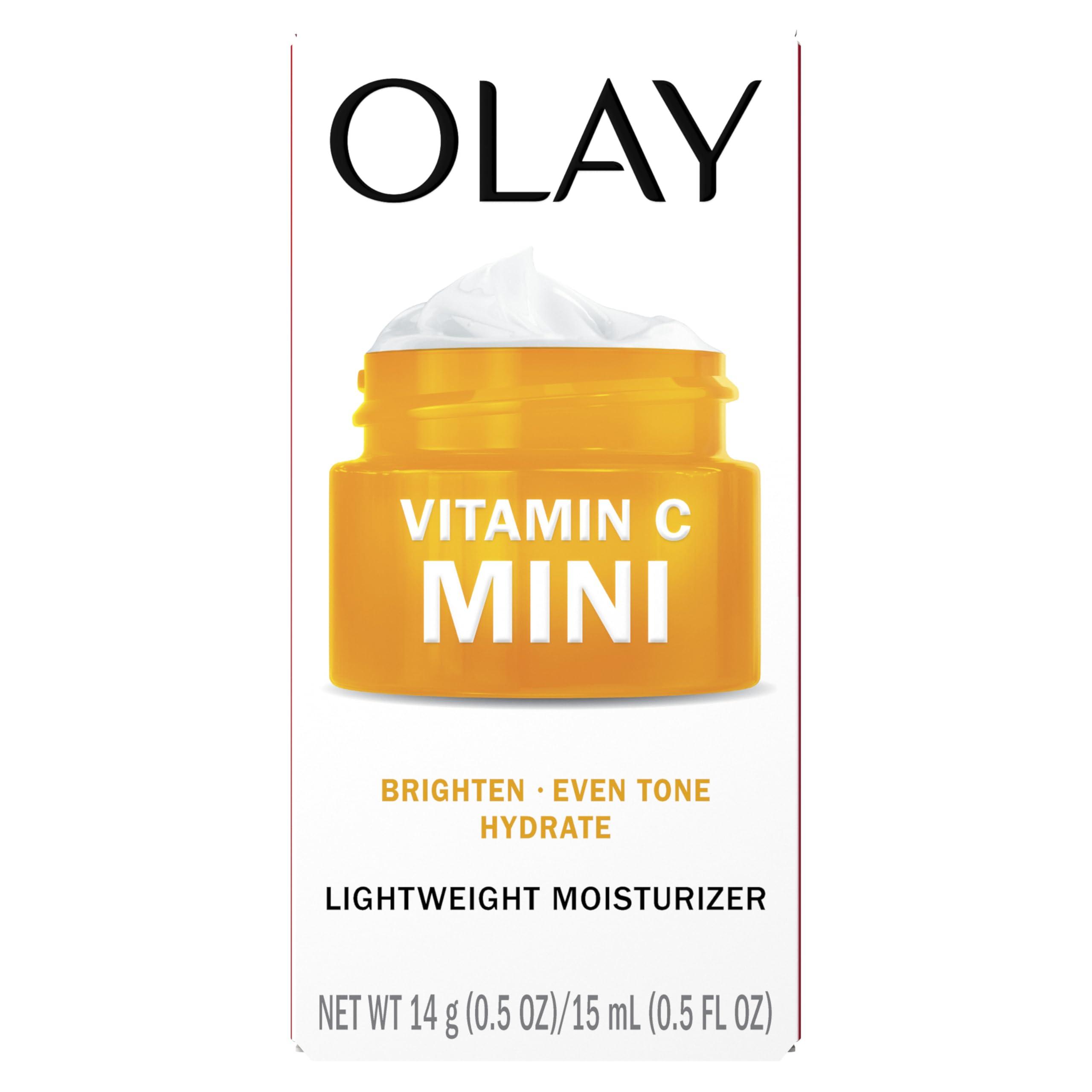 Olay Olay Vitamin C Face Moisturizer, Brightening Cream for Women, Trial Size, Evens Tone, Dark Spot & Hyperpigmentation Reduction, Glowing Skin Care - Niaciniamide, Lactic Acid, 0.5 Oz