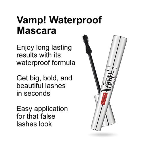 PUPA Milano Pupa Milano Vamp! Waterproof Mascara - Add Extreme Volume and Length to Lashes - Serum-Infused Formula Promotes Thicker Lash Appearance - Smudge, Clump, and Water Resistant - 001 Extra Black - 0.3 oz