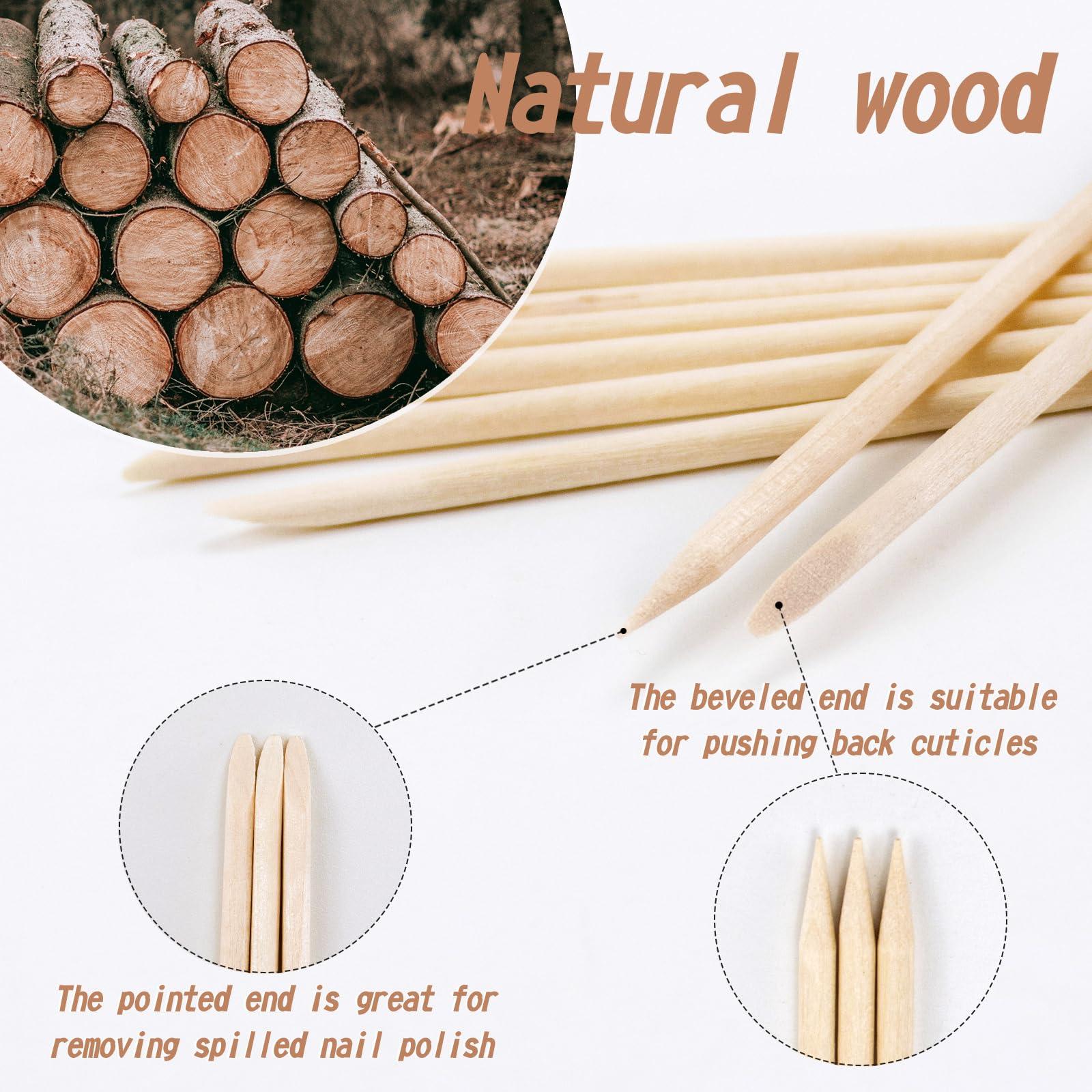 Bcowos 200PCS Orange Sticks For Nails 4.5 inch - Double Sided Wooden Cuticle Pusher Sticks - Professional Nail Sticks for Nail Art Manicure Pedicure - Cuticle Sticks Packed in A Case