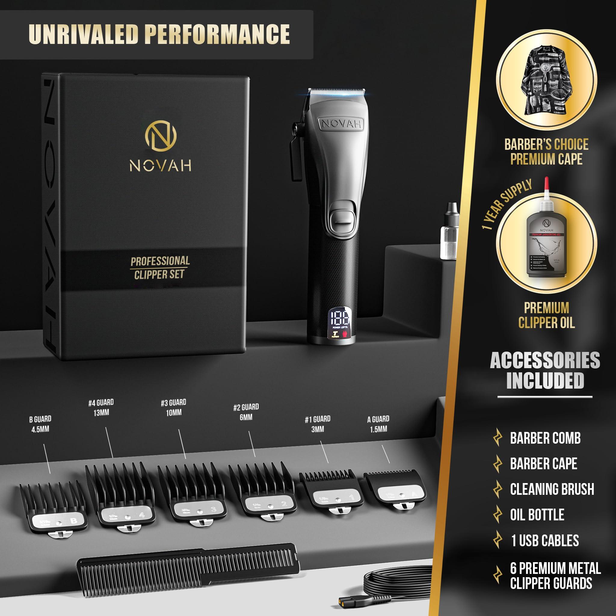 NOVAH Grooming Novah Professional Hair Clippers for Men, Professional Barber Clippers, Electric Mens Cordless Hair Clippers for Barbers Haircut Kit Fade, Maquina de Cortar Cabello