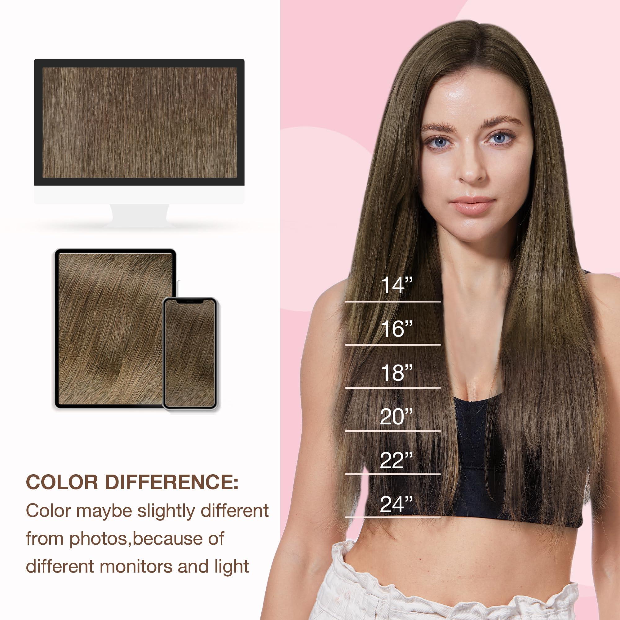 GOO GOO GOO GOO Sew in Hair Extensions Real Human Hair, Weft Hair Extensions Human Hair, 5 Light Ash Brown 22 Inch-110g, Weft Bundles Straight Silky Remy Hair