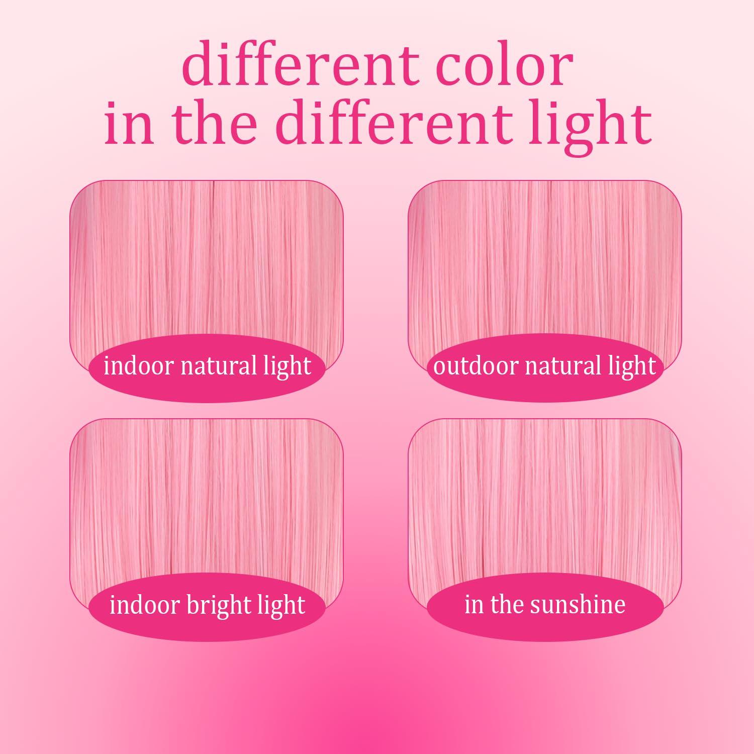 WAVELNM WAVELNM Pink Wigs for Kids Girls Long Light Pink Wig with Bangs Childrens Long Straight Wig Kids Daily Halloween Party Cosplay Wigs