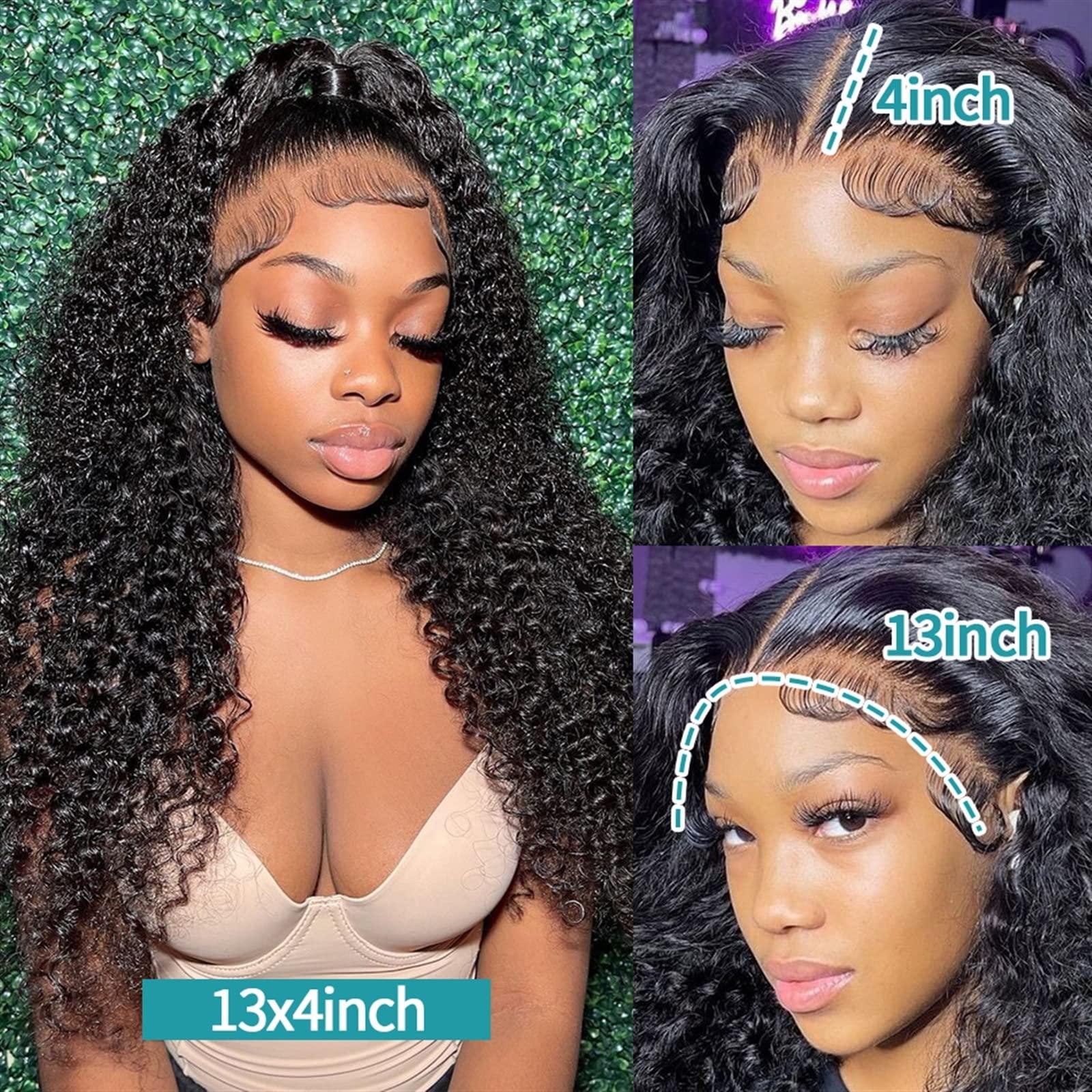 GRFIT Wigs HD Deep Wave 13x4 13x6 Lace Front Human Hair Wig Brazilian Remy Hair Transparent Glueless 360 Lace Front Wig with Baby Hair Natural Wave Curly Wig Lace Wigs ( Size : 13x4 HD Lace Wig , Color : 8