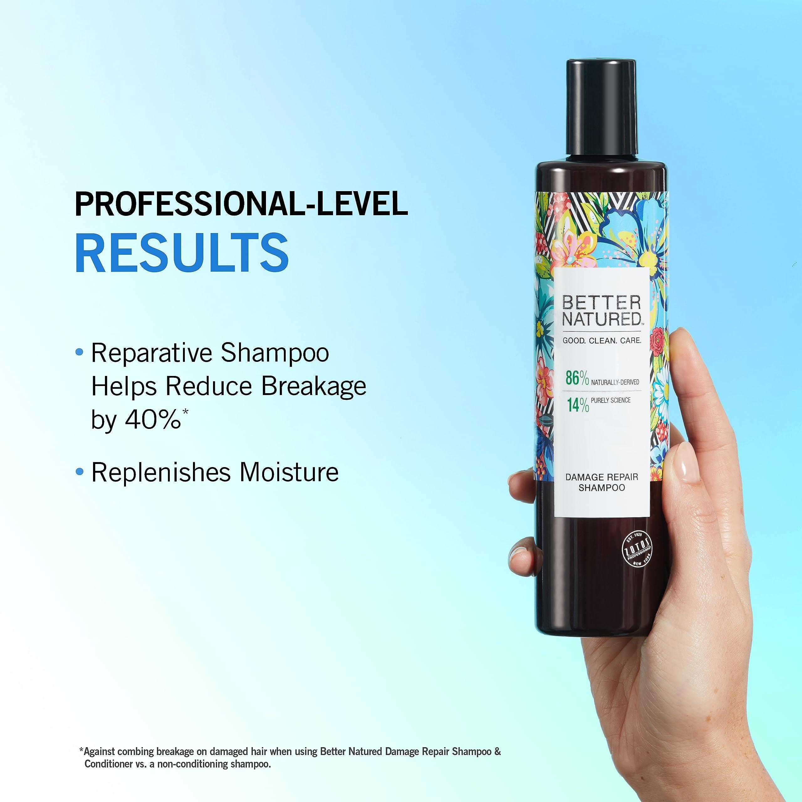 Better Natured Better Natured Damage Repair Shampoo - Hydrating Vegan Formula for Dry & Damaged Hair with 86% Naturally-Derived Ingredients, Paraben Free, 10.1 Fl Oz