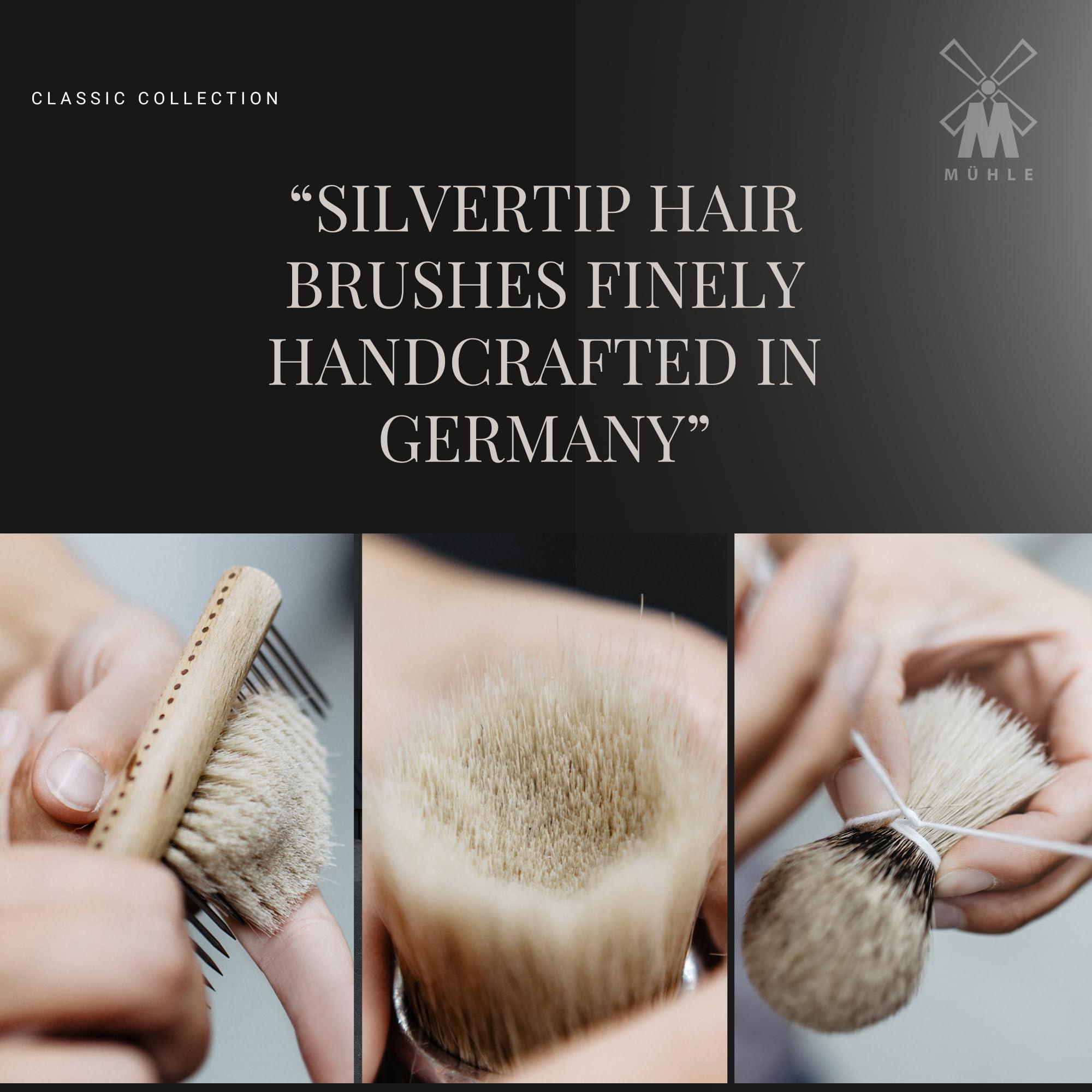 M MHLE MHLE Classic Olive Wood Small Silvertip Fiber Shaving Brush - Synthetic Luxury Shave Brush for Men, Rich Lather